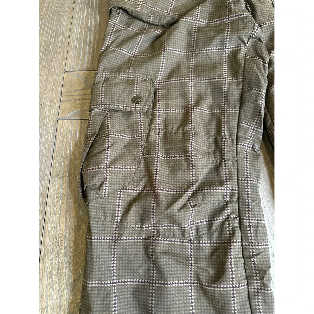 Orage Men's Olive Plaid Houndstooth Cargo Snow Ski Pants Size Medium
